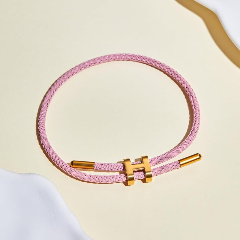 AIMADE Store Bracelets for Women Adjustable Charm Bracelet, 18k Gold-plated Buckle Design Titanium Steel Wire Rope Women's Gift Jewelry - Image 3